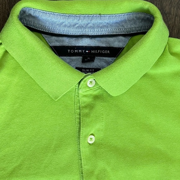 Men’s Lime Green Tommy Hilfiger Polo Shirt - Picture 5 of 6